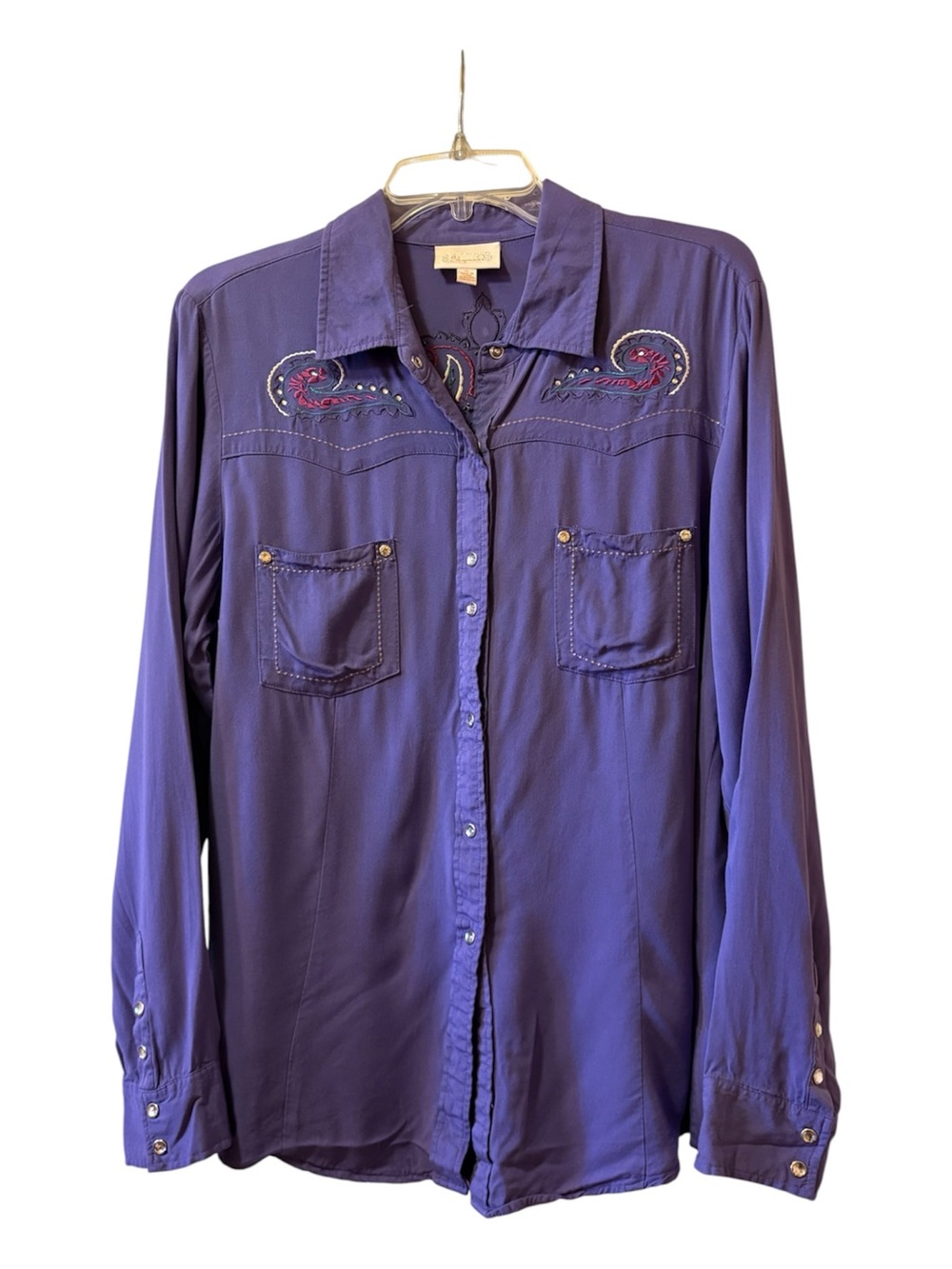 Shyanne Deep Purple Embroidered western Rhinestone Button-Down Shirt